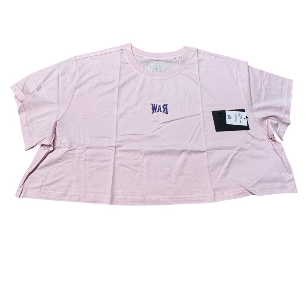Rawgear War Cropped Tee Pink Boxy‎ Graphic T-Shirt RGW-11-2239-PPN-LG Large NEW